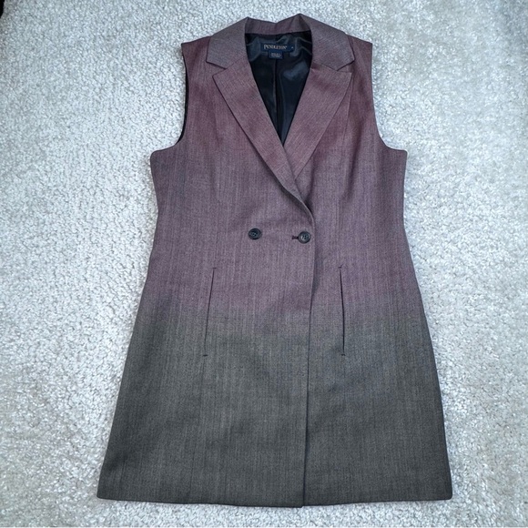 Pendleton Wool Ombre Gradient Long Vest. Tunic Burgundy Gray Medium - Picture 2 of 10